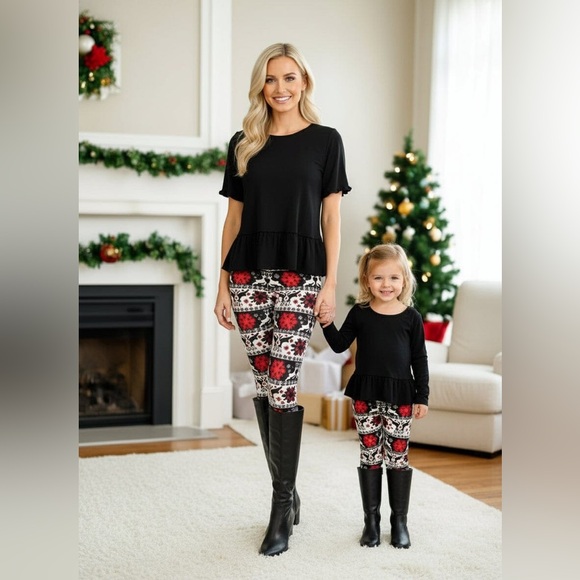 Plus NEW Womens Christmas Reindeer Leggings, Buttery Soft Yoga Pants - Picture 7 of 11